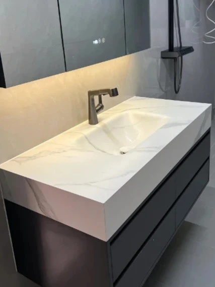 White Vein Sintered Stone Bathroom Sink White Vein Sintered Stone Bathroom Sink